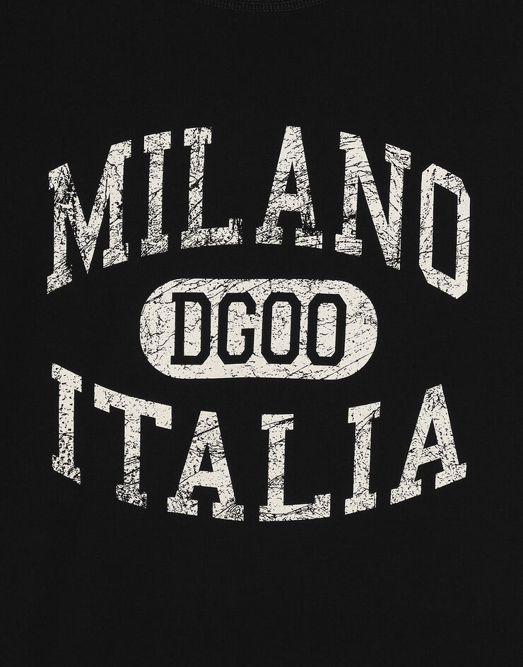 Dolce & Gabbana تيشيرت قطني بطبعة شعار DG أسود G8PN9TG7NPV