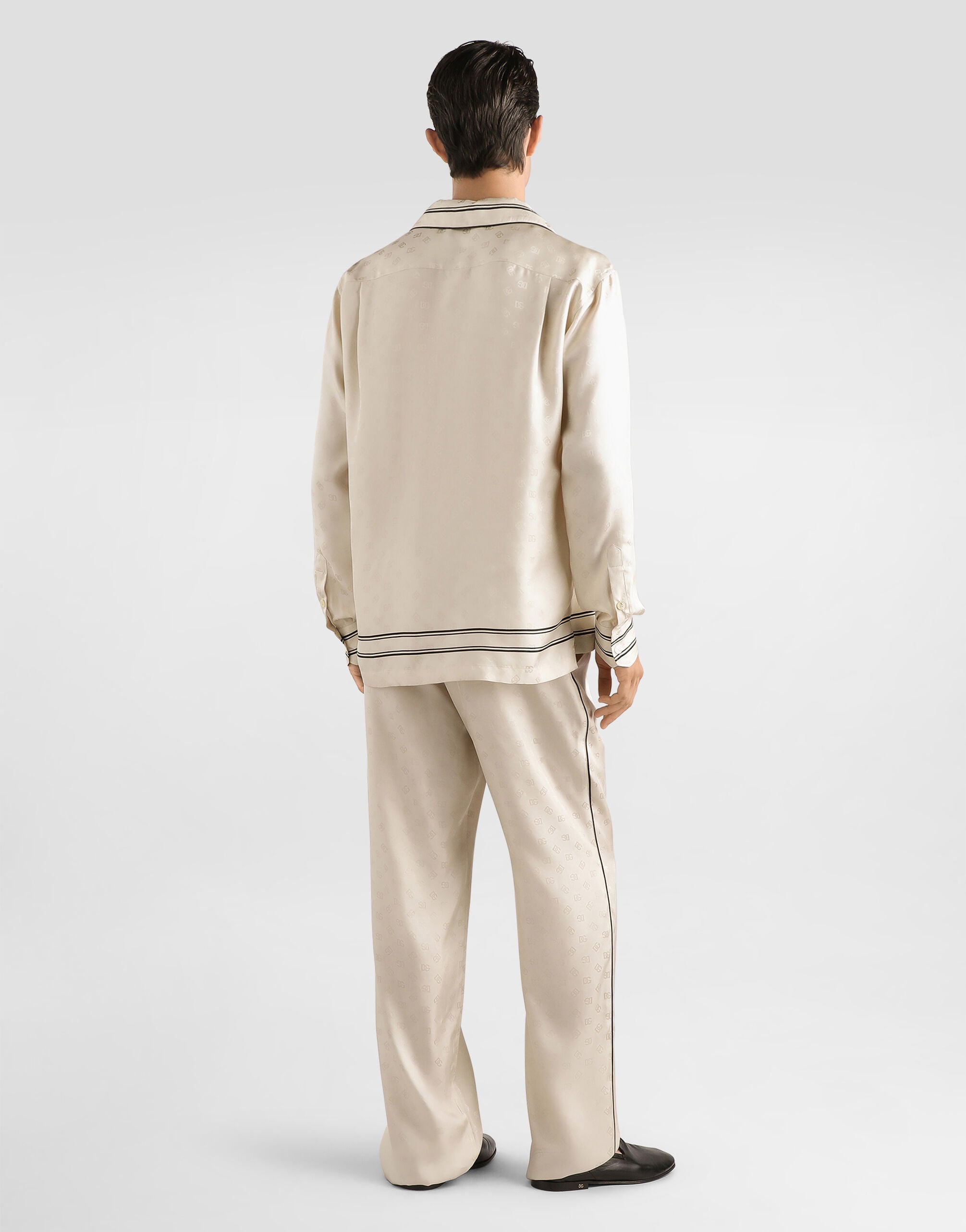 Logo and stripe-print vanity silk twill shirt - thumbnail 3