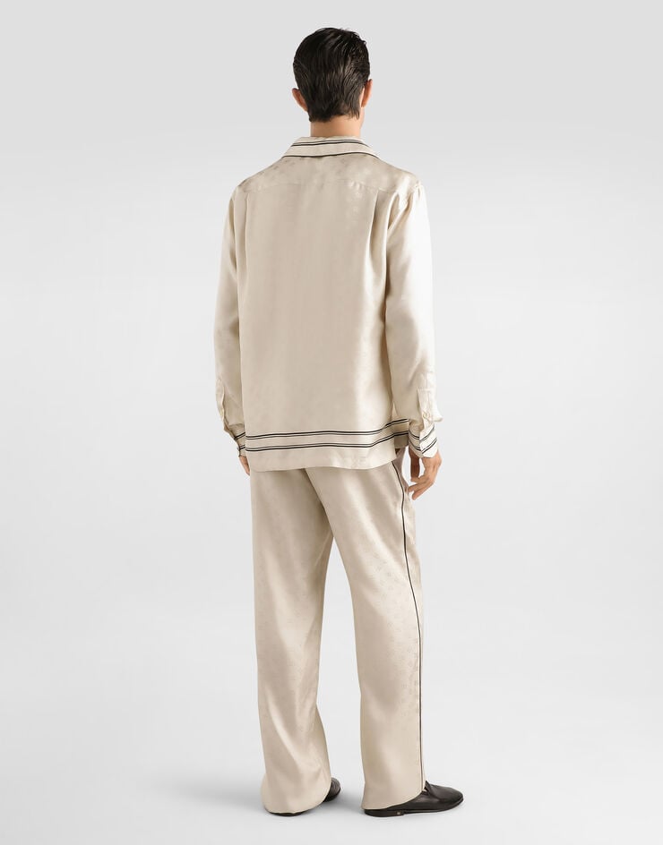 Dolce & Gabbana Logo and stripe-print vanity silk twill shirt Multicolor G5IF1THI11S