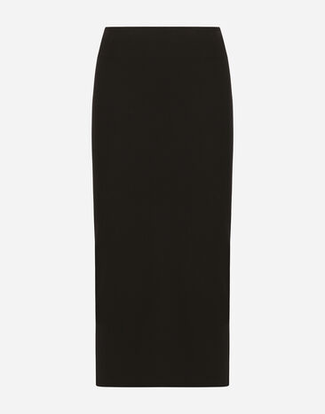Dolce & Gabbana Straight-cut jersey midi skirt Black FXO05ZJFMBC
