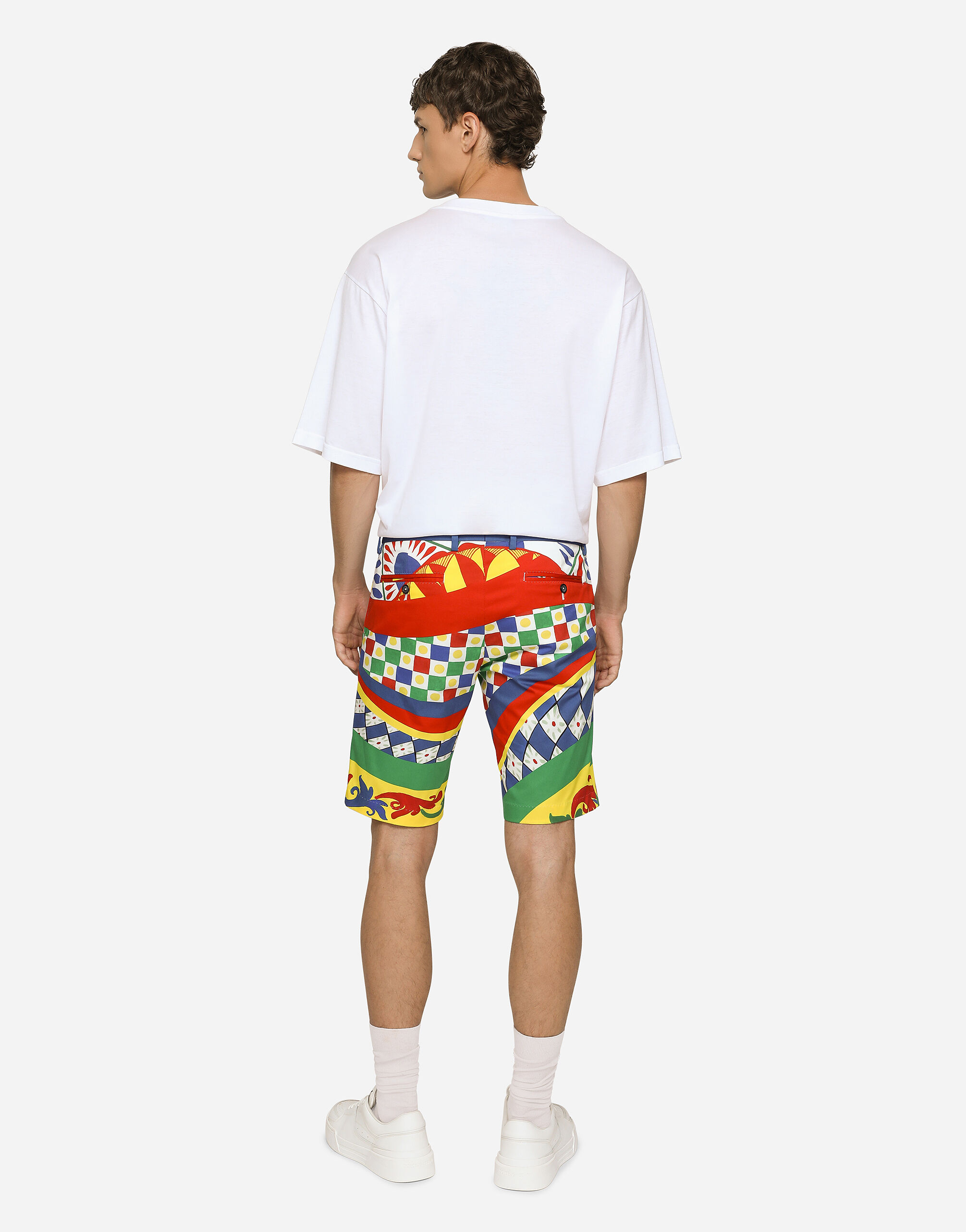 Carretto print stretch cotton drill shorts in Multicolor for