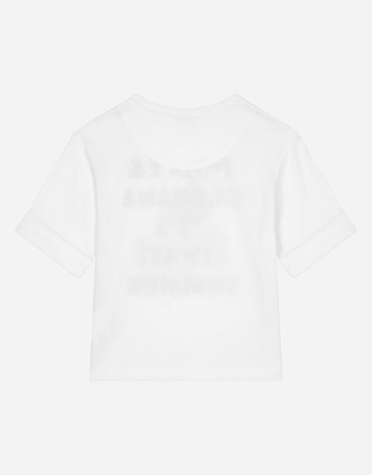 Dolce & Gabbana Jersey T-shirt with Dolce&Gabbana logo White L5JTMVG7L7Y