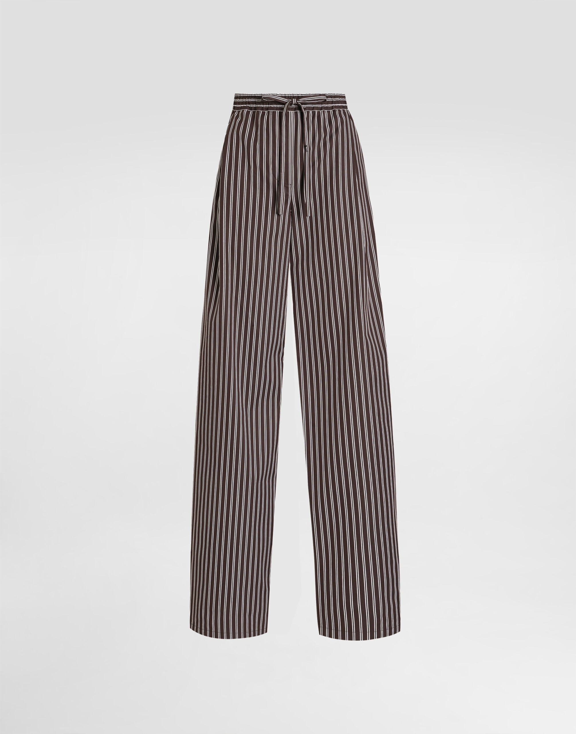 Striped poplin trousers