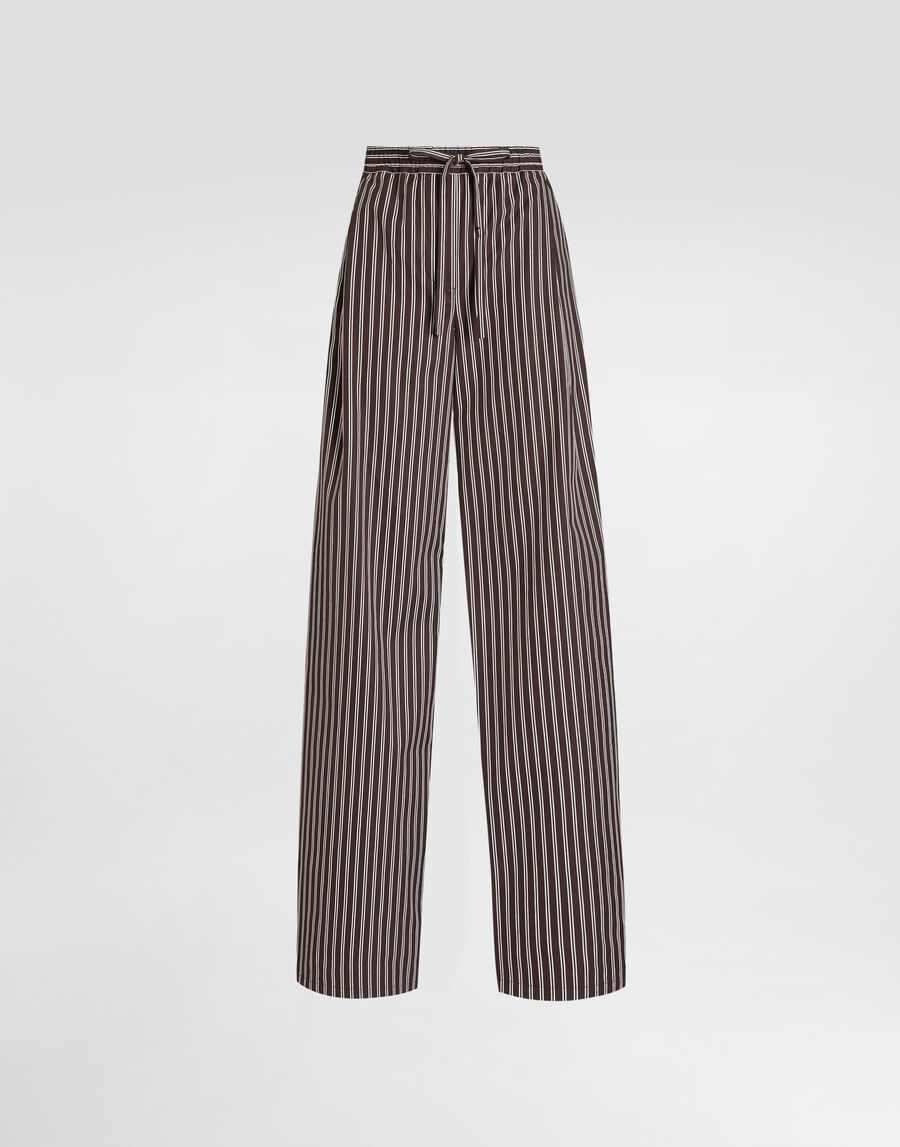 Striped poplin trousers