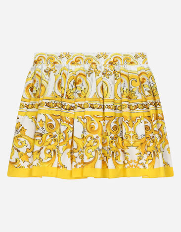 Dolce & Gabbana Poplin skirt with yellow majolica print Print L5JP5BHPGF4