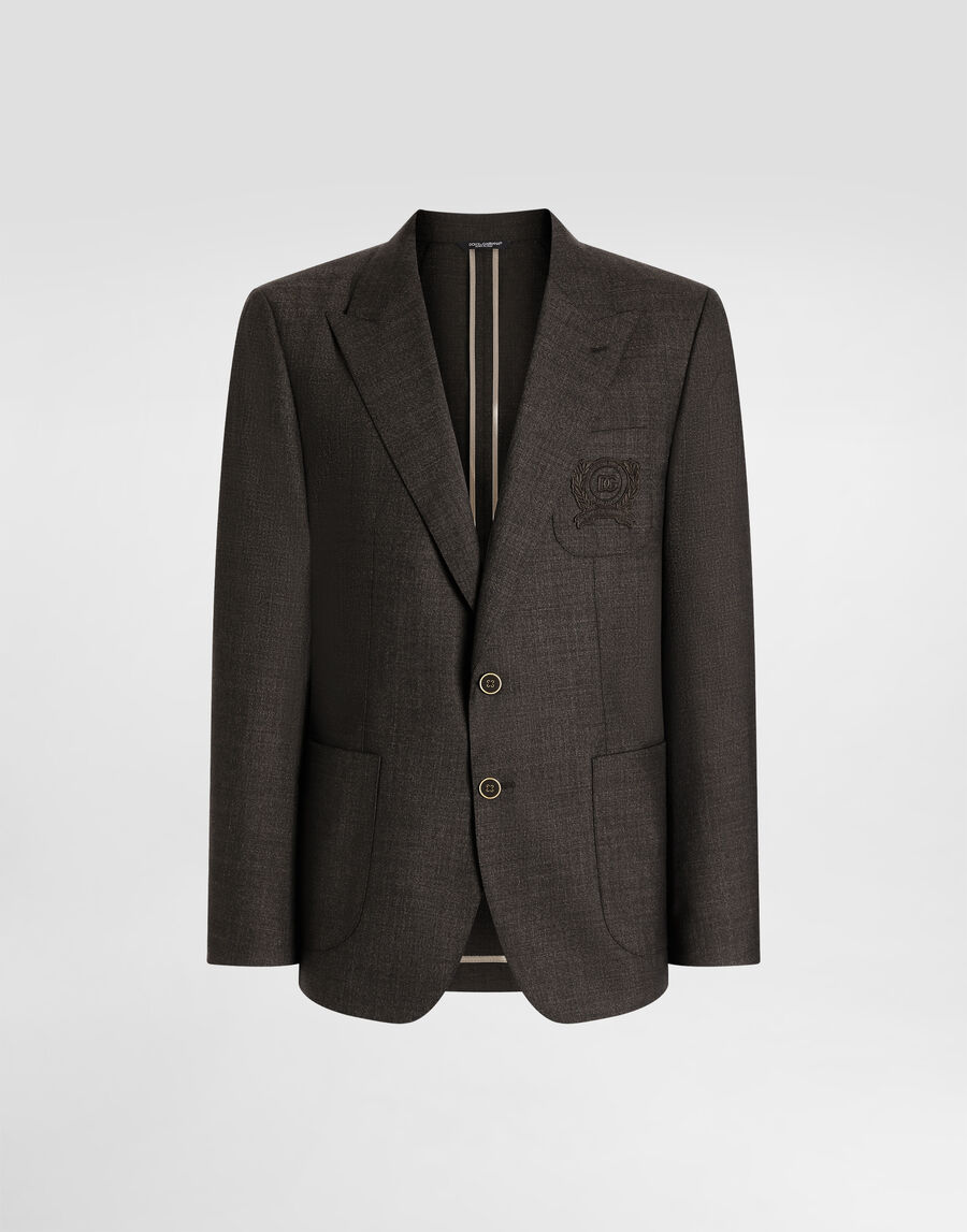 Single-breasted portofino wool canvas jacket