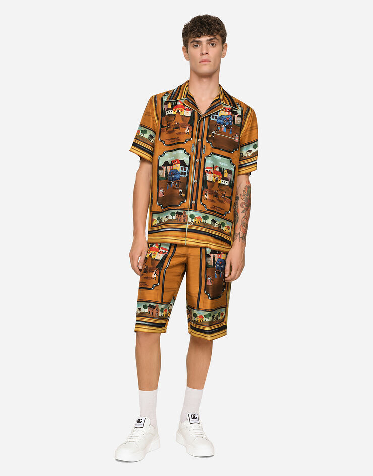Dolce&Gabbana Silk habotai jogging shorts with closet print Multicolor I4284MGH176