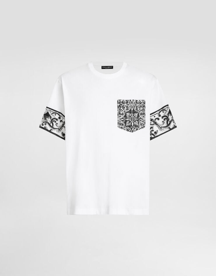Dolce & Gabbana Short-sleeved t-shirt with majolica print White G8SB2TG7O8Y
