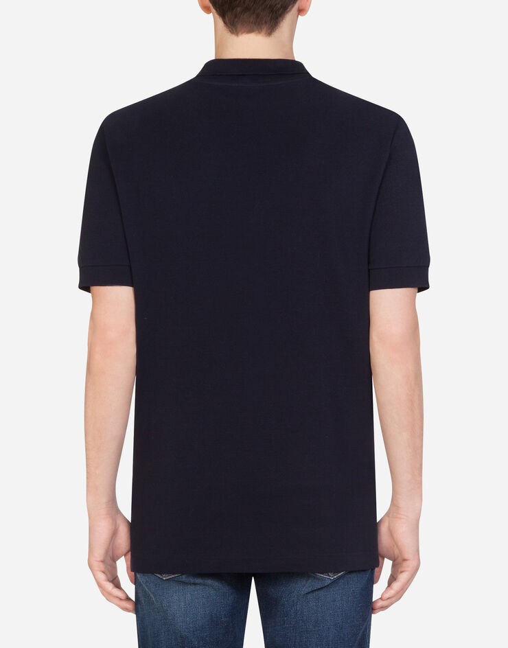 Dolce & Gabbana Piqué cotton polo shirt with patch AZUL G8KC5TFU7EN