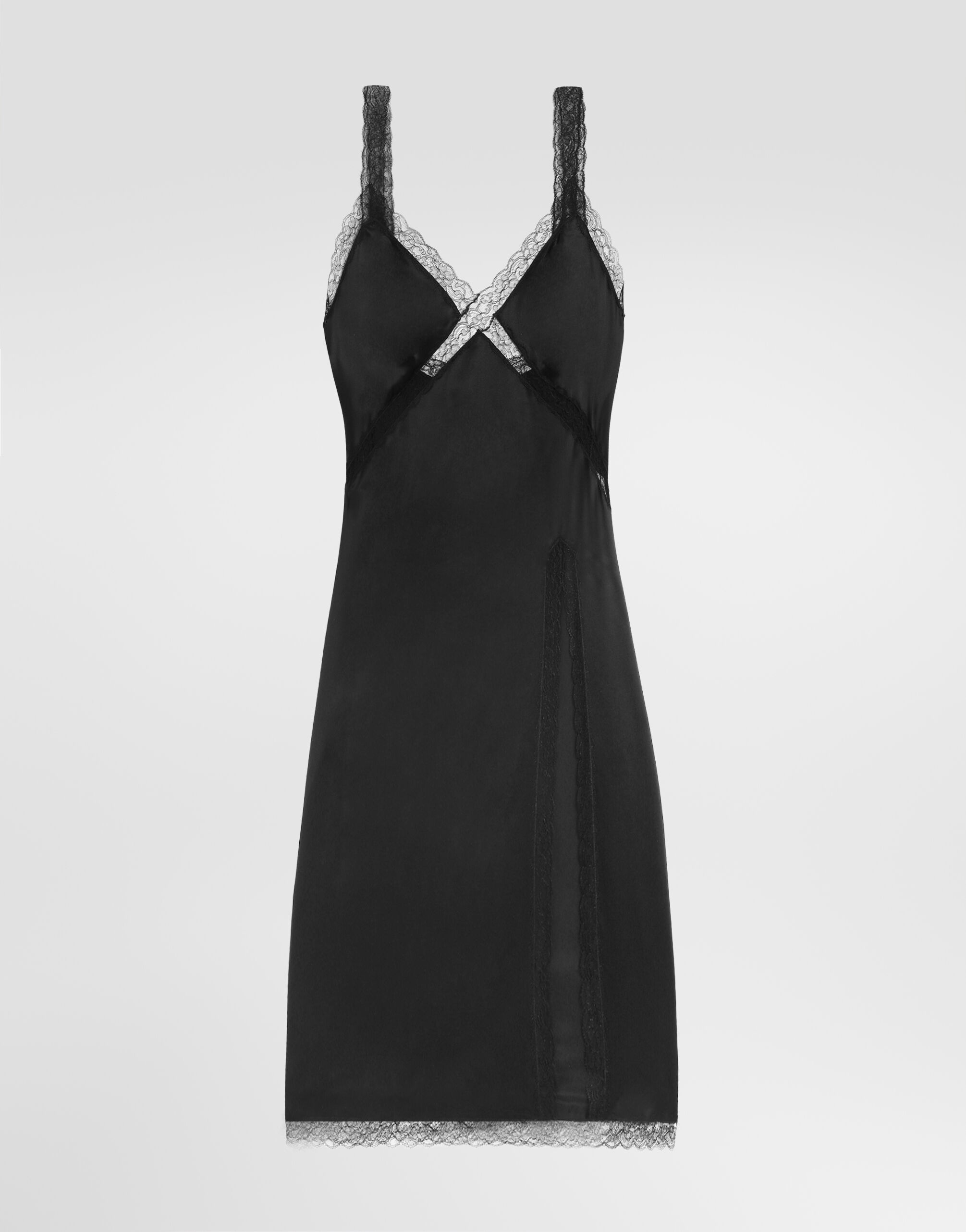 Blackのウィメンズ Silk satin slip dress | Dolce&Gabbana®