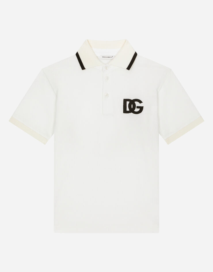 Dolce & Gabbana Piqué polo-shirt with DG logo embroidery White L4JTCEG7F0F