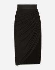 Dolce & Gabbana Asymmetrical jersey skirt with draping Black F6H0ZTFLRE1