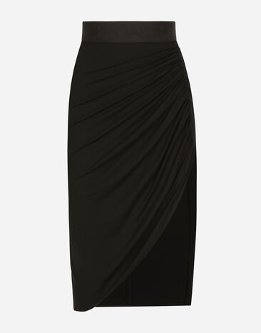 Dolce & Gabbana Asymmetrical jersey skirt with draping Black FXO05ZJFMBC