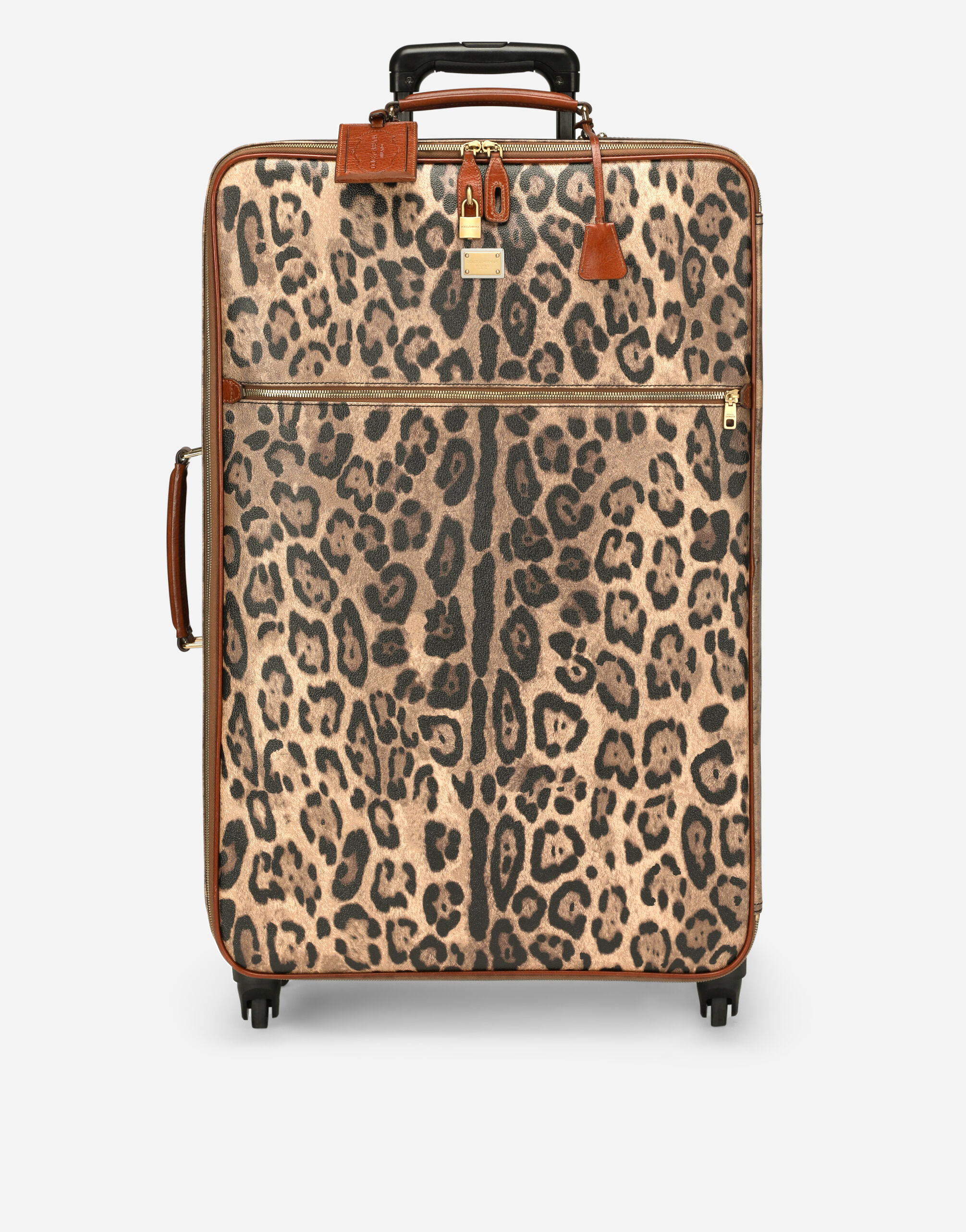 Dolce & Gabbana Large trolley in leopard-print Crespo with branded plate Print BM2274AR700