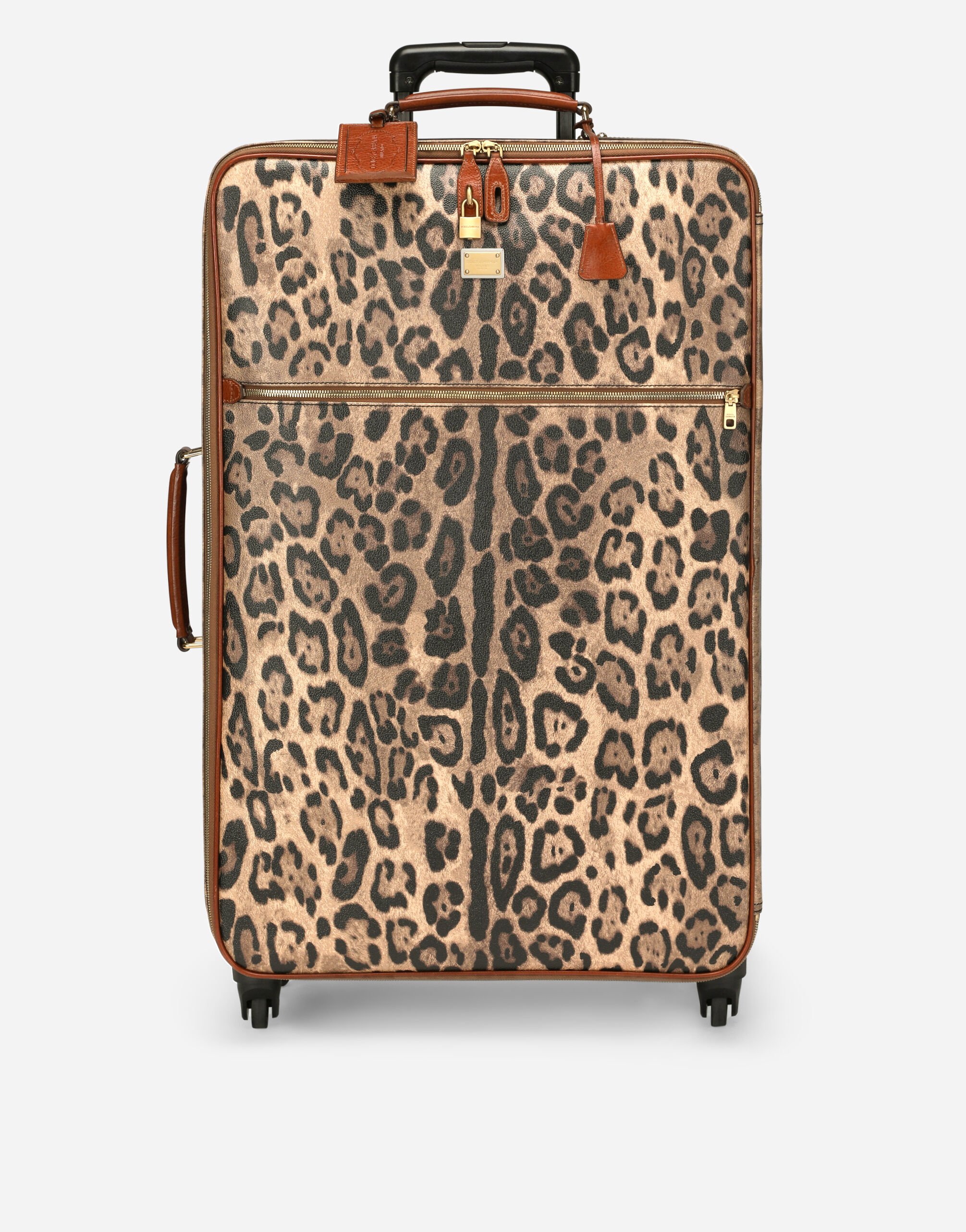 Dolce & Gabbana Trolley grande en crespo estampado leopardo con placa con logotipo Multicolor BB6933AW384