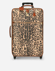 Dolce & Gabbana Large trolley in leopard-print Crespo with branded plate Multicolor BB5835AW384