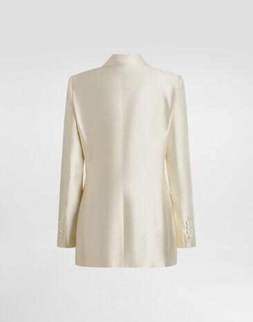 Dolce & Gabbana Single-breasted mikado silk jacket White F29KNTFU1L5