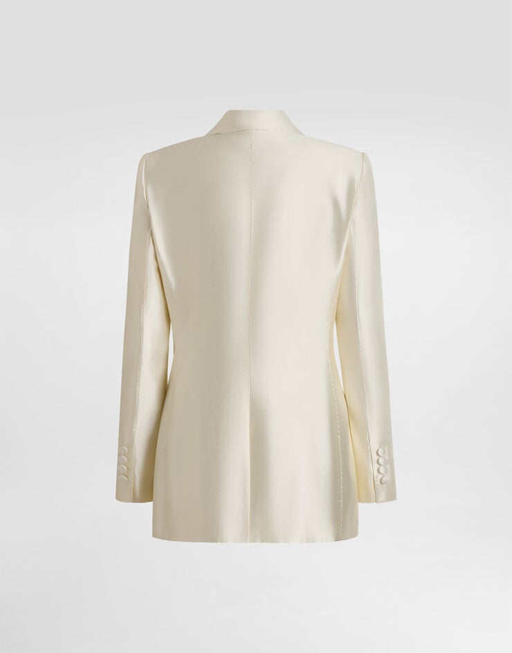 Dolce & Gabbana Single-breasted mikado silk jacket White F29KNTFU1L5