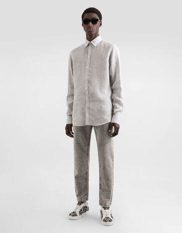 Dolce & Gabbana Martini linen shirt Grey G5MM4ZGJ662