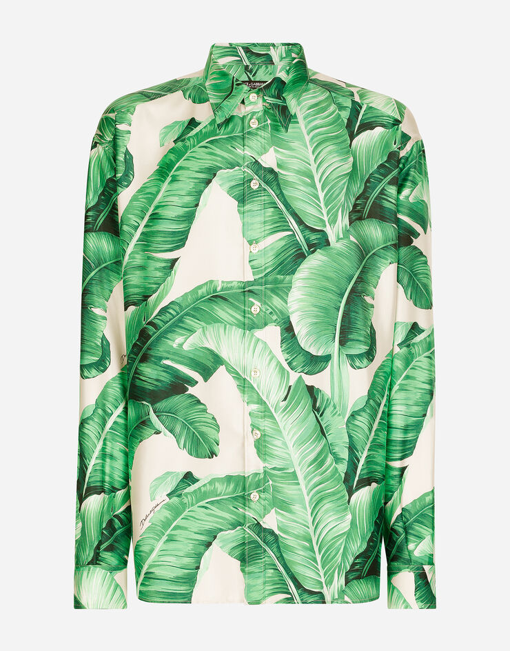 Dolce & Gabbana قميص حرير فضفاض بطبعة شجرة موز يضعط G5IT7TIS1SF