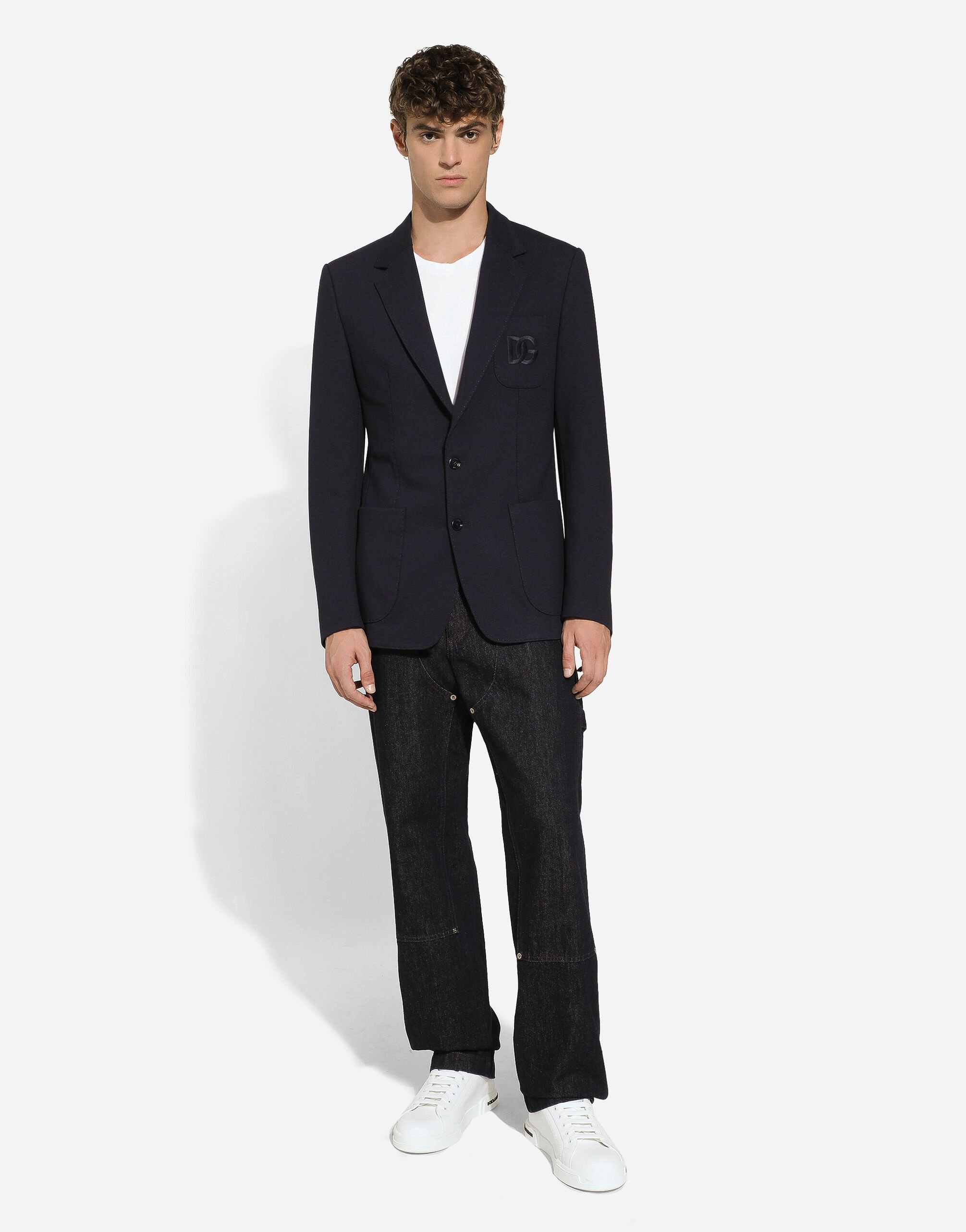 【関税&送料込】Dolce & Gabbana Single-Breasted Jacket Rache Single-breasted Martini-fit jacket with embroidered lapels