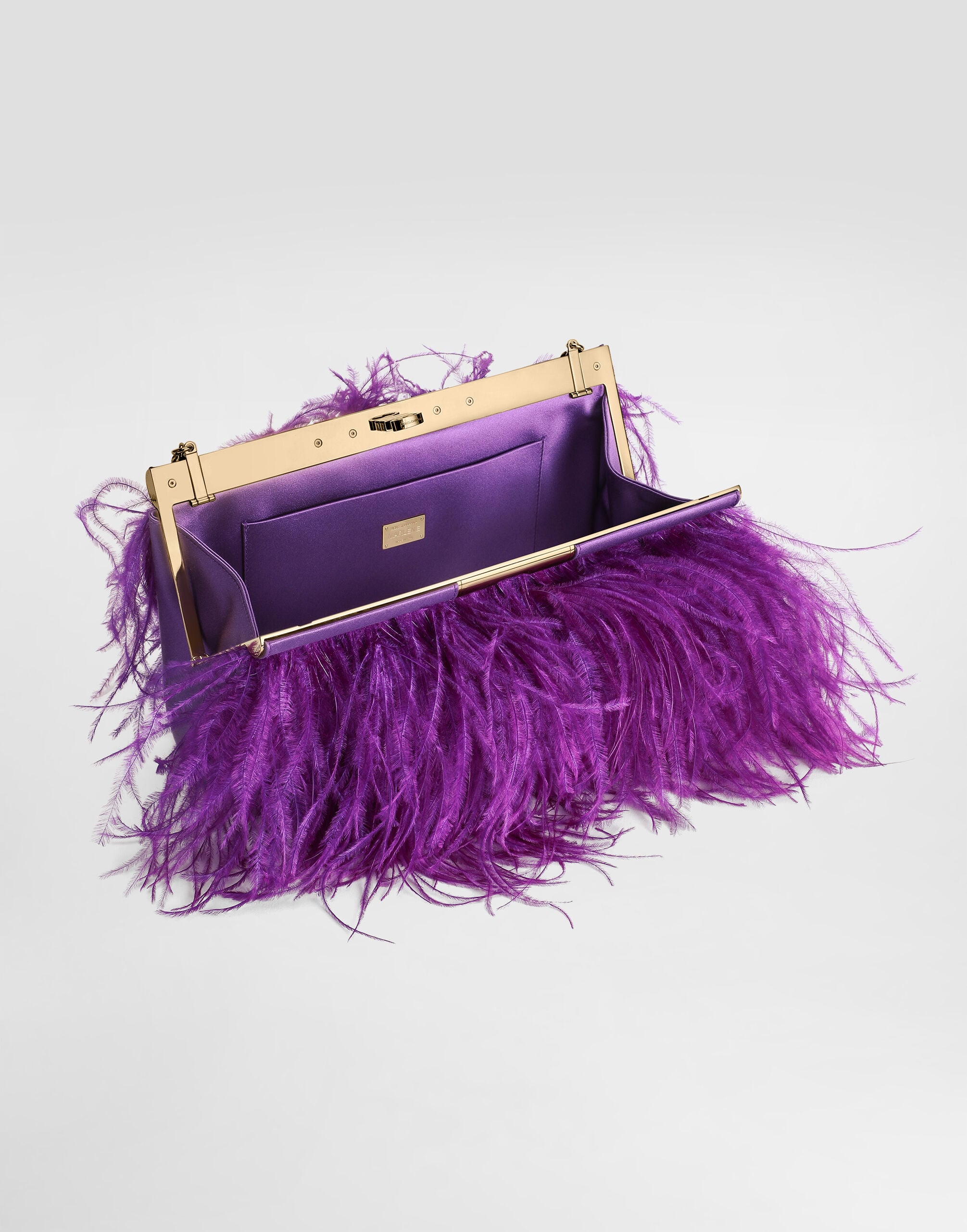 Marlene satin and feather shoulder bag in Purple for Women