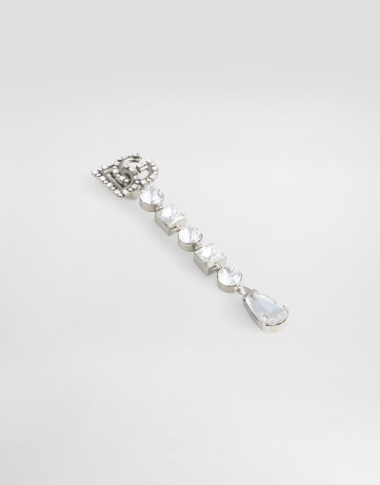 Dolce & Gabbana Pendientes colgantes con strass y logotipo DG Plateado WER2L2W1111