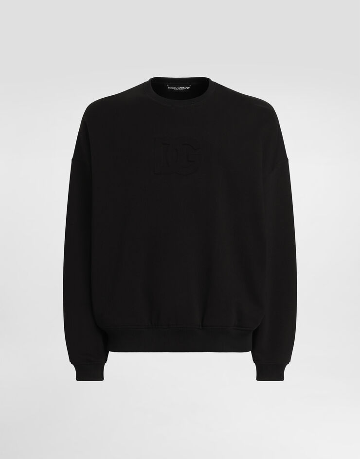 Dolce & Gabbana سويت شيرت قطني بشعار أسود G9BIQZG7O2S
