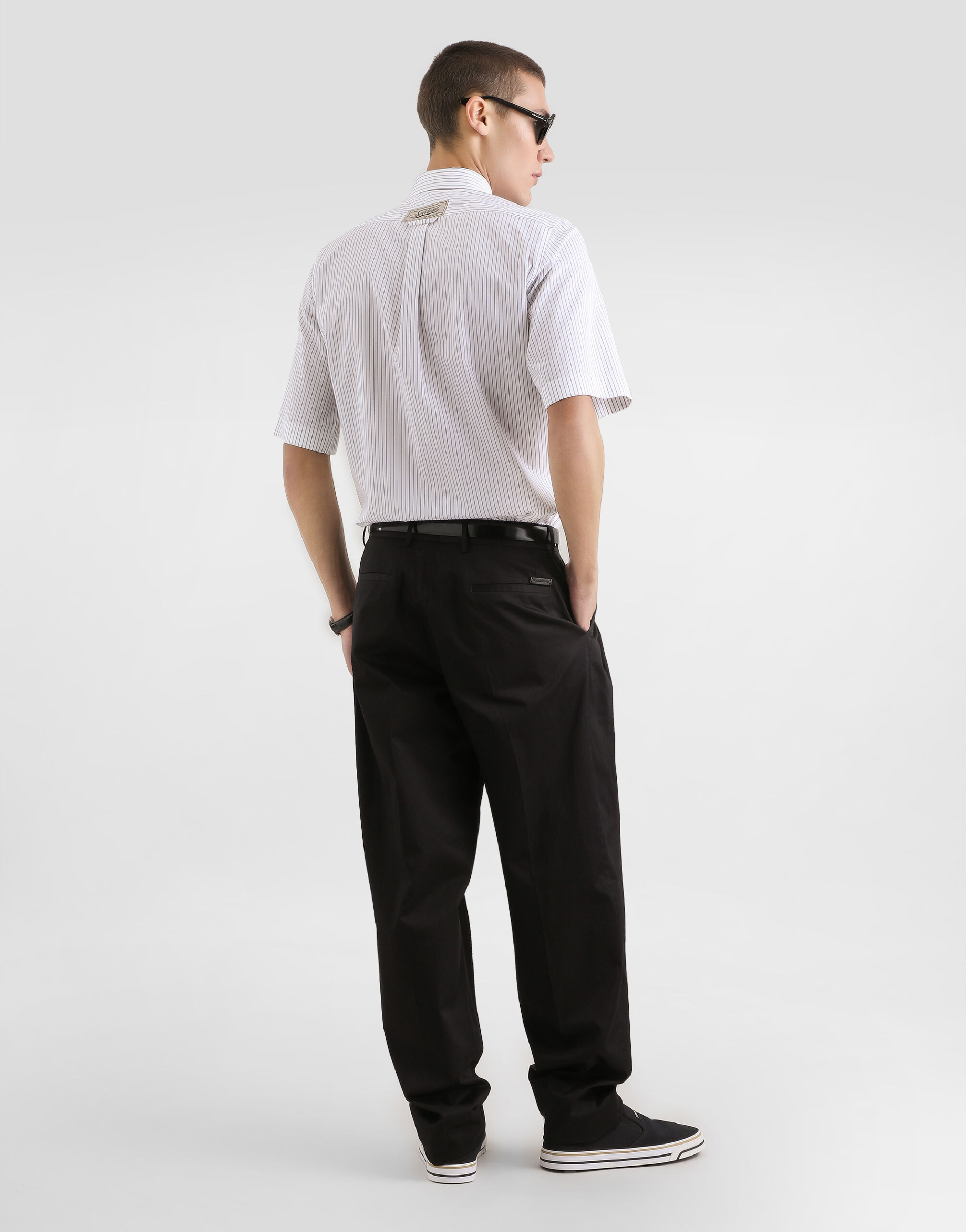 Cotton gabardine trousers in Black for Men | Dolce&Gabbana®
