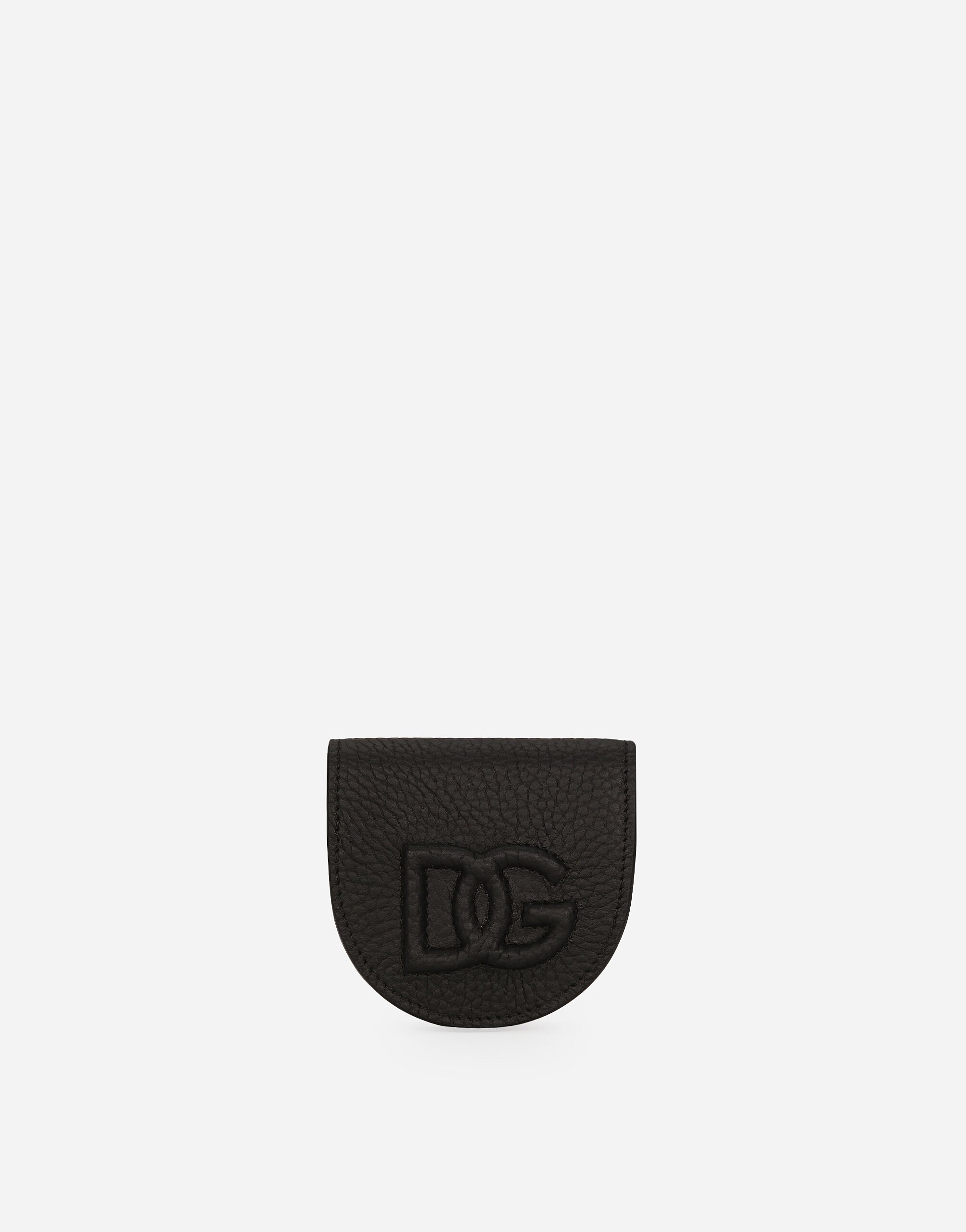 Dolce & Gabbana محفظة نقود معدنية من جلد عجل بطبعة جلد غزال أسود BP3309A8034