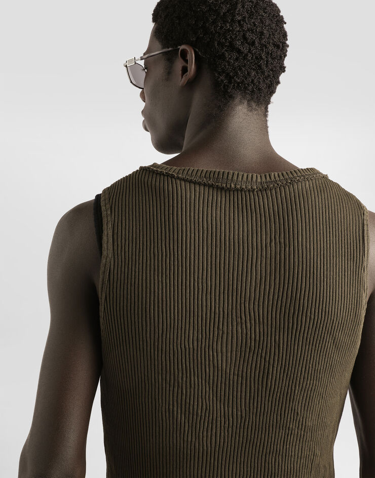 Dolce & Gabbana Ribbed cotton tank top Grey G8TF4THU7WR