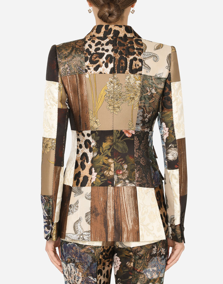 Dolce & Gabbana Double-breasted patchwork jacquard blazer Dolce & Gabbana Double-breasted patchwork jacquard blazer BLUE F29DPTGDY92
