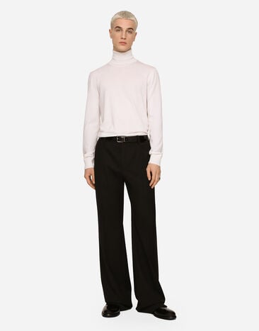 Dolce&Gabbana Stretch wool twill pants with wide leg Black GYZMHTFUBE7