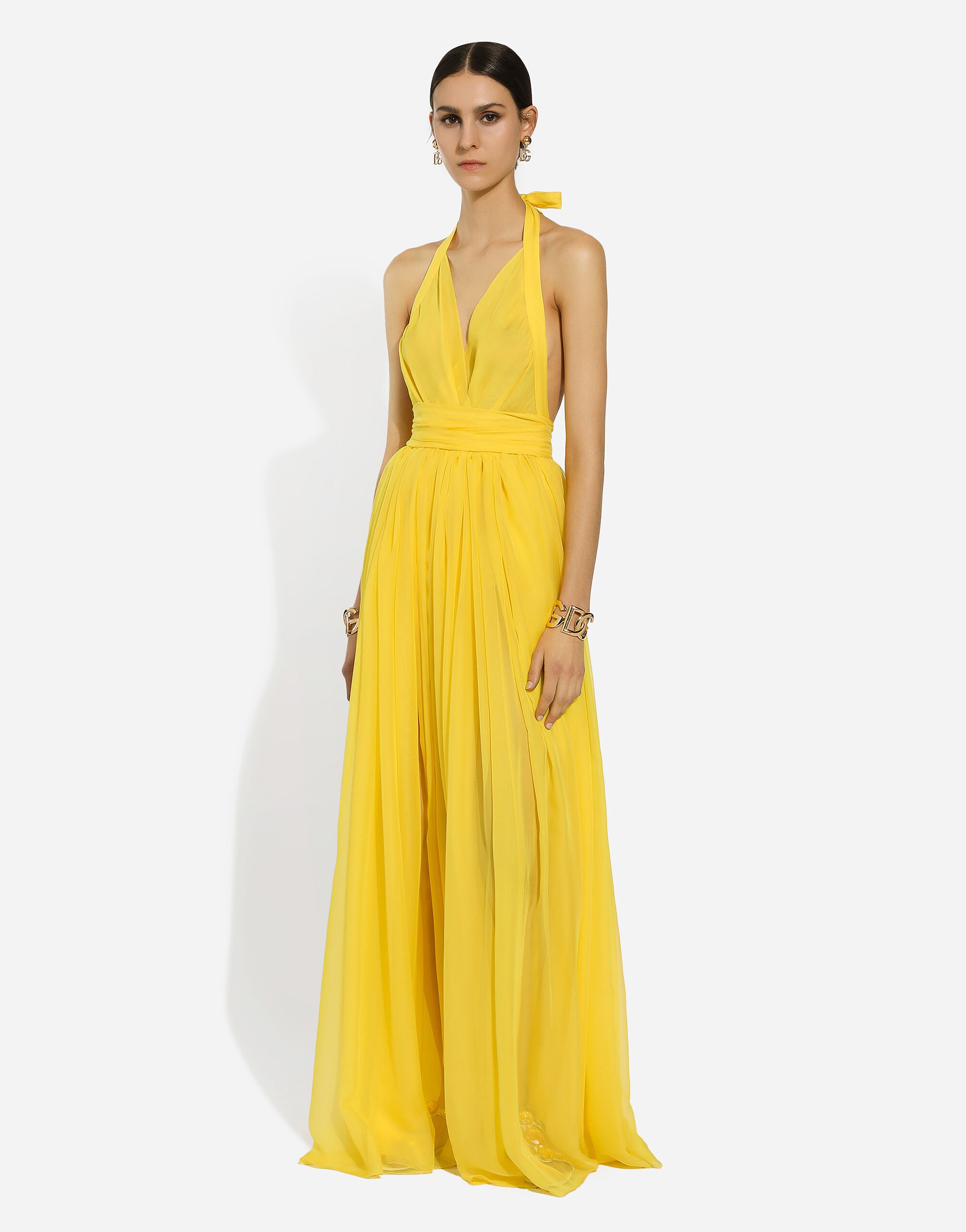 Abito lungo giallo discount