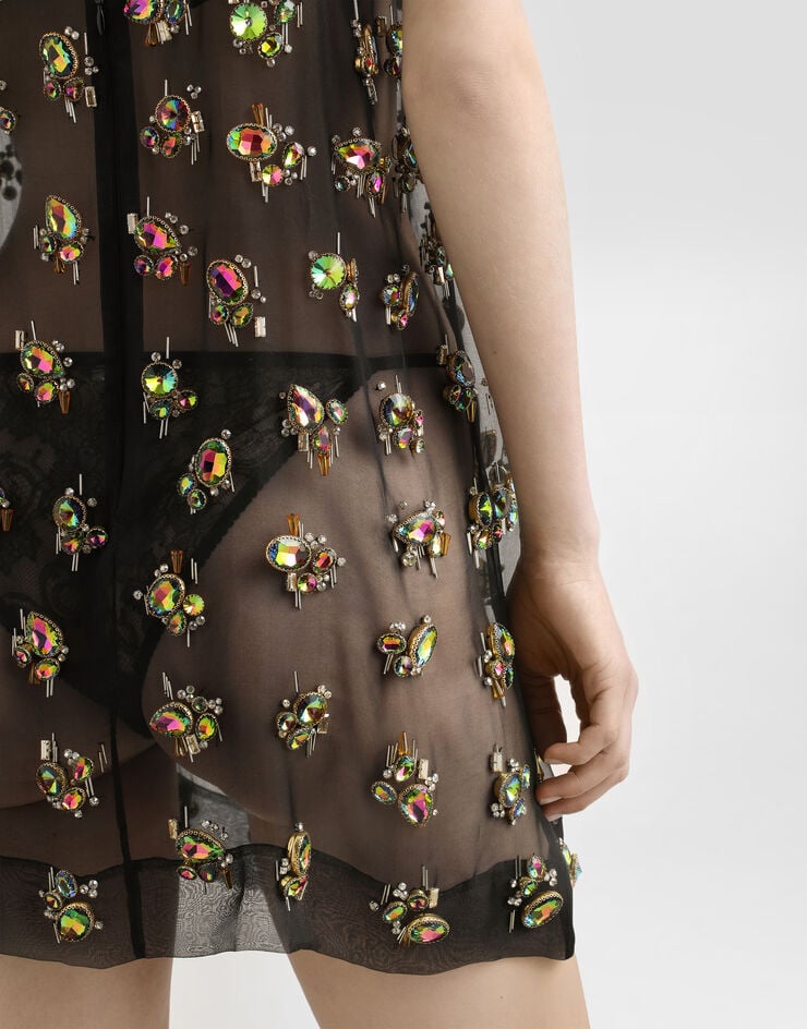 Dolce & Gabbana Organza dress with embroidery Multicolor F60D1ZGDDFY