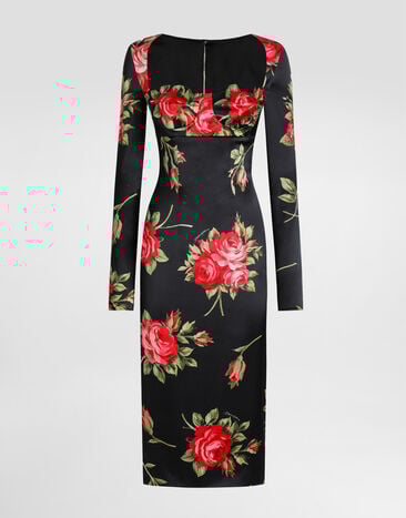 Dolce & Gabbana Rose bouquet-print sheath dress Multicolor F610FTFSICD