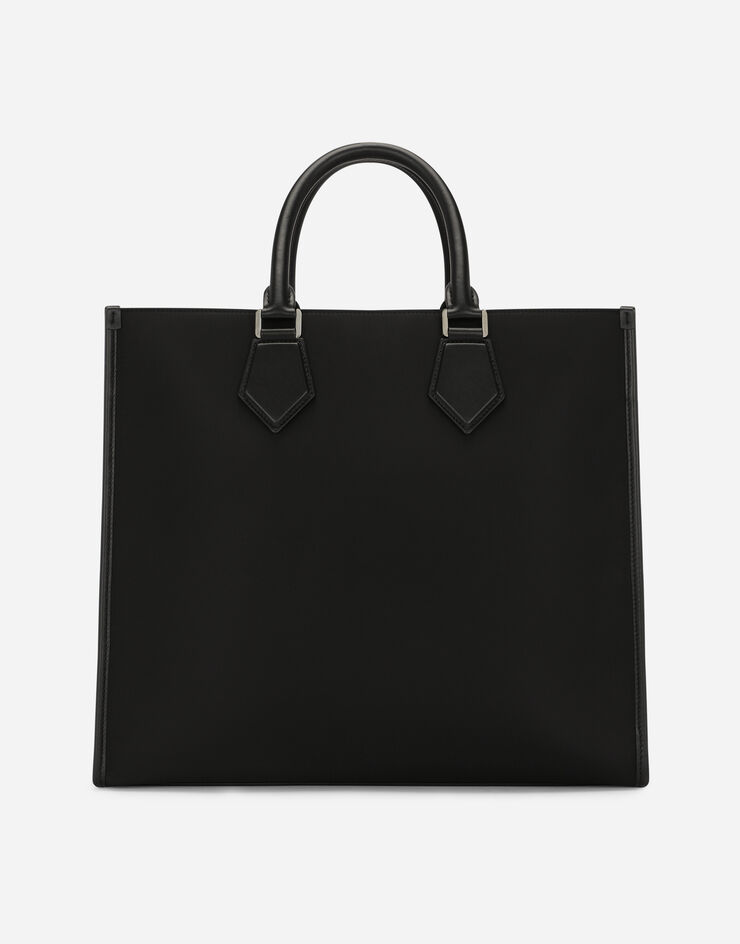 Dolce & Gabbana Large nylon shopper with rubberized logo Black BM1796AG182