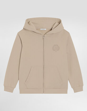 Dolce & Gabbana Hooded sweatshirt with DG embroidery Beige L4JWKLG7PEQ
