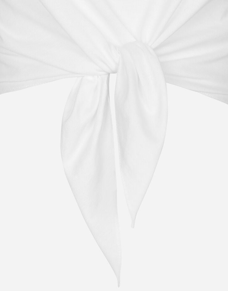 Dolce&Gabbana DG 徽标与结饰细节平纹针织 T 恤 白 F8U06TFU7EQ