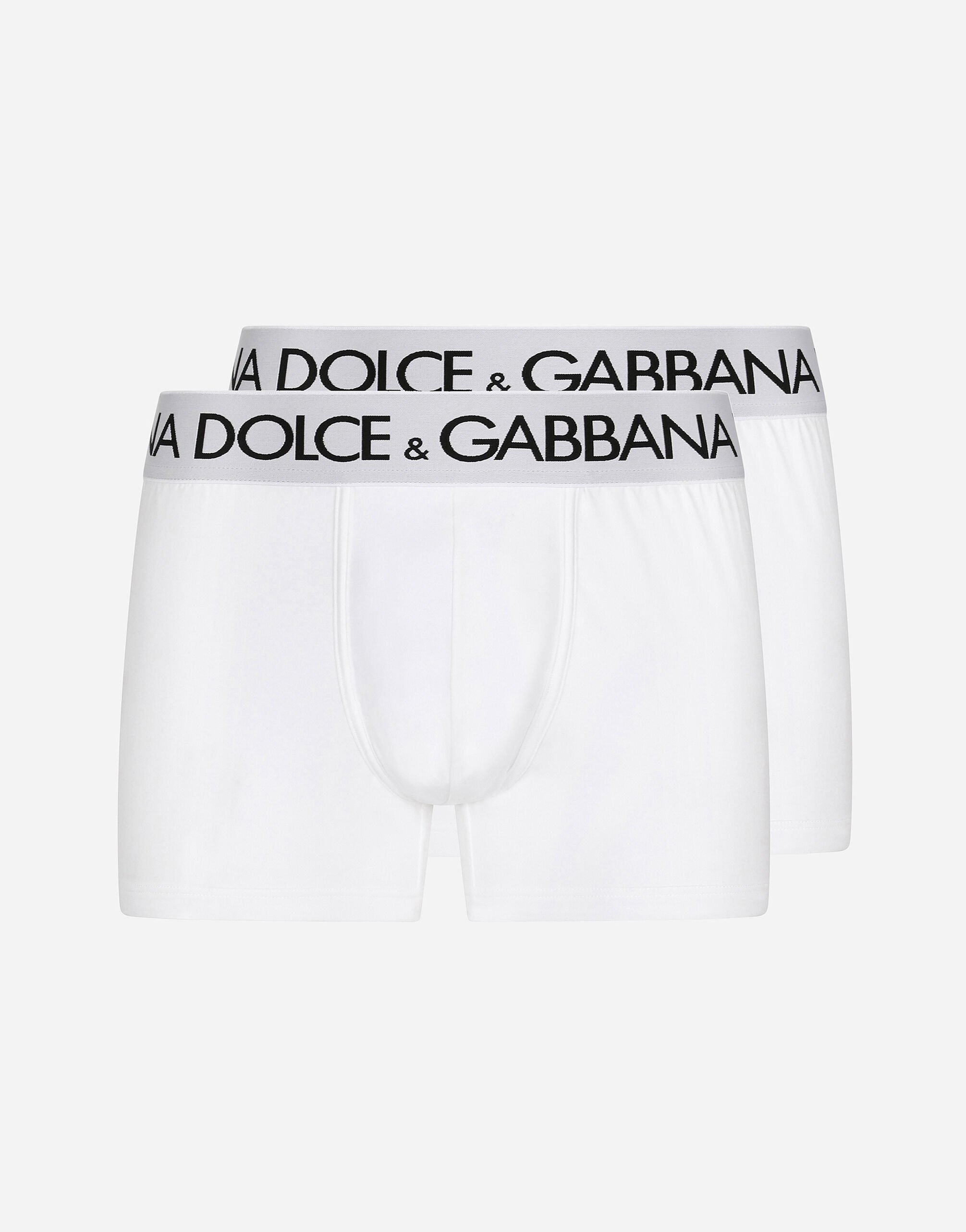 Dolce & Gabbana Pack de dos bóxers en punto de algodón bielástico Imprima M4F05TIS1UW