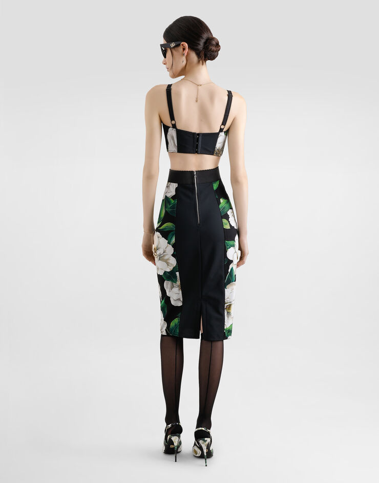 Dolce & Gabbana تنورة أنبوبية مرنة بطول للربلة وطبعة غاردينيا مطبعة F4CWKTFSSK2