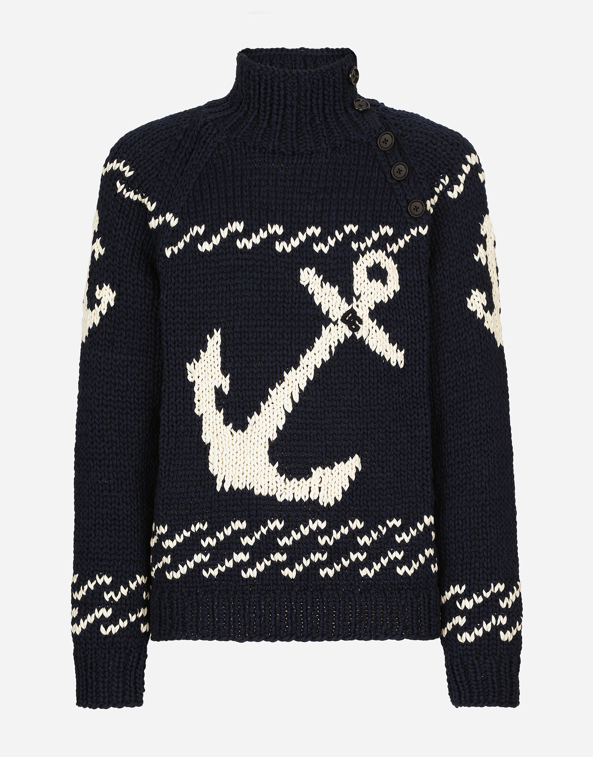 Dolce & Gabbana Marina-print turtle-neck sweater Blue GXX02ZJCVT9