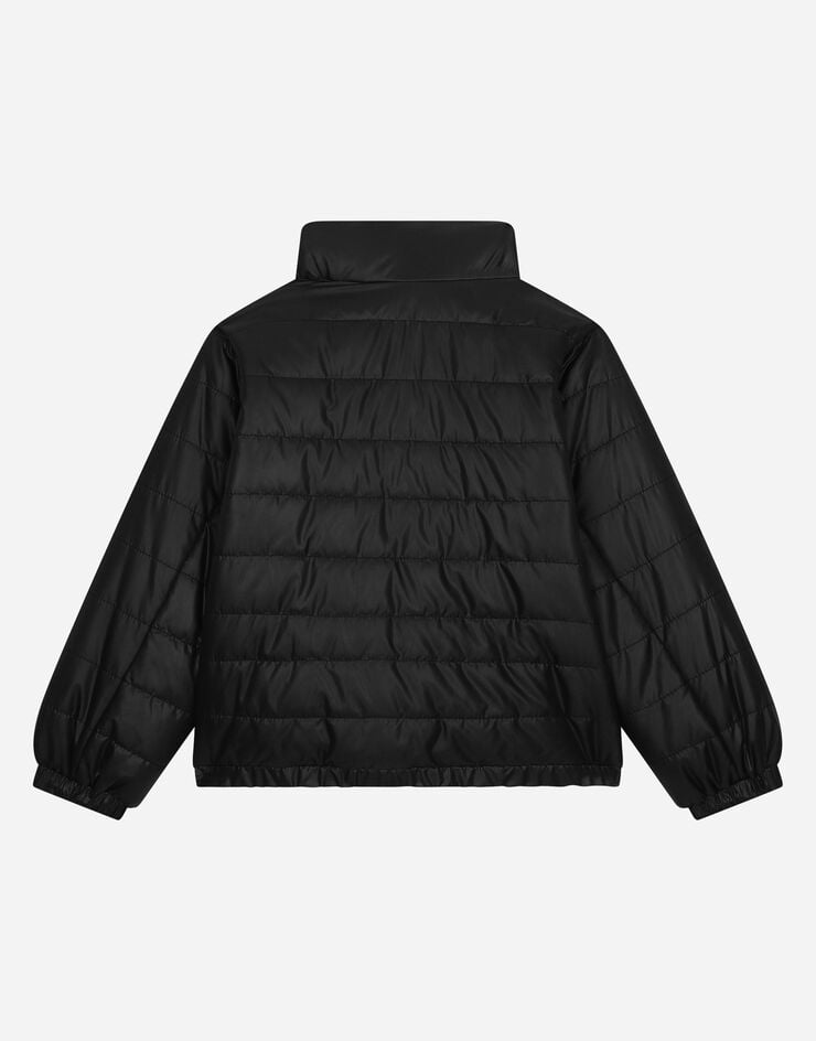 Dolce & Gabbana Padded nylon jacket with logo tag Negro L4JB6SG7M4M