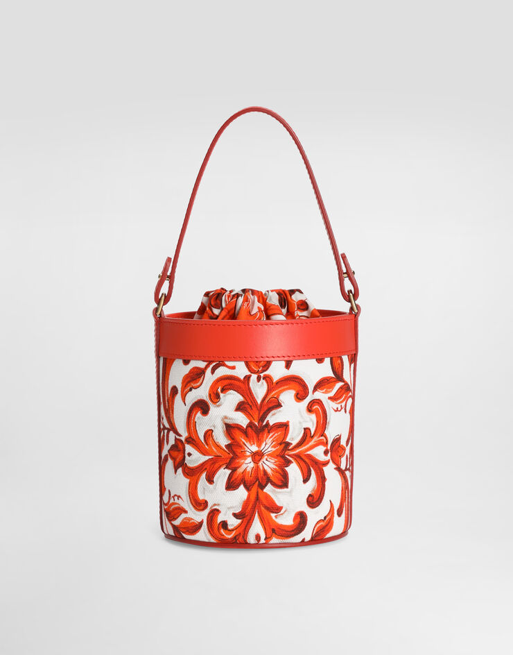 Dolce & Gabbana Bucket bag in majolica-print canvas Multicolor EB0266AY552