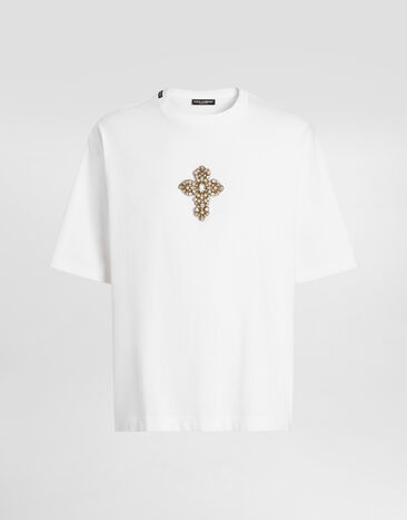 Dolce & Gabbana Cotton T-shirt with fine patch White G8PB8ZG7O4H