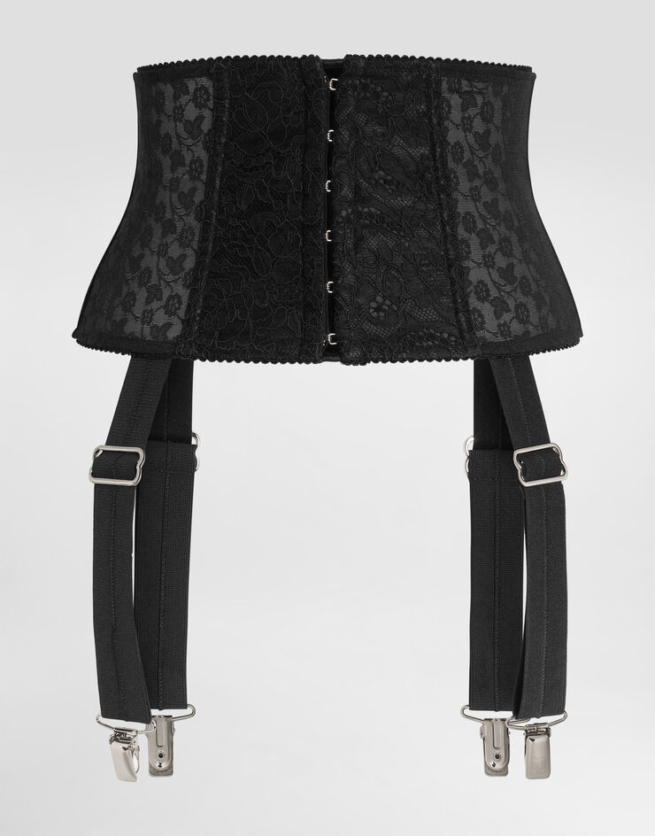 Dolce & Gabbana Cinturón bustier de elástico marquisette con liguero Negro FB404AGDC2P