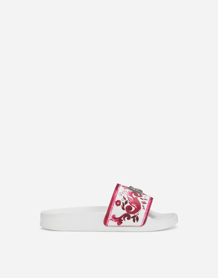 Dolce&Gabbana Printed calfskin beach slides Multicolor D10705AC113