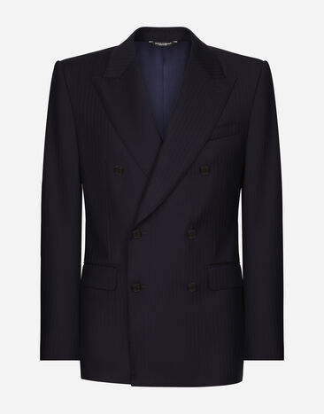 Dolce & Gabbana Double-breasted wool Sicilia-fit jacket Black GKAHMTFUTBT