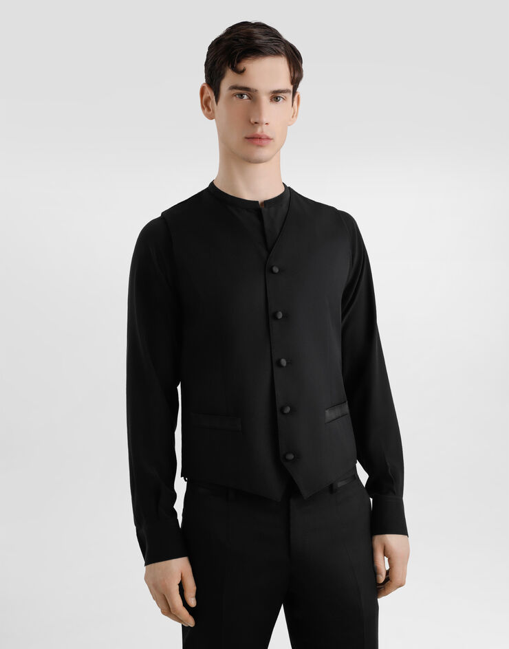 Dolce & Gabbana 3-piece double-breasted wool gabardine suit Black GK03DTFU2VY