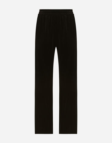Dolce & Gabbana Pantalón de chándal de terciopelo Negro FTC1GTFUWD6